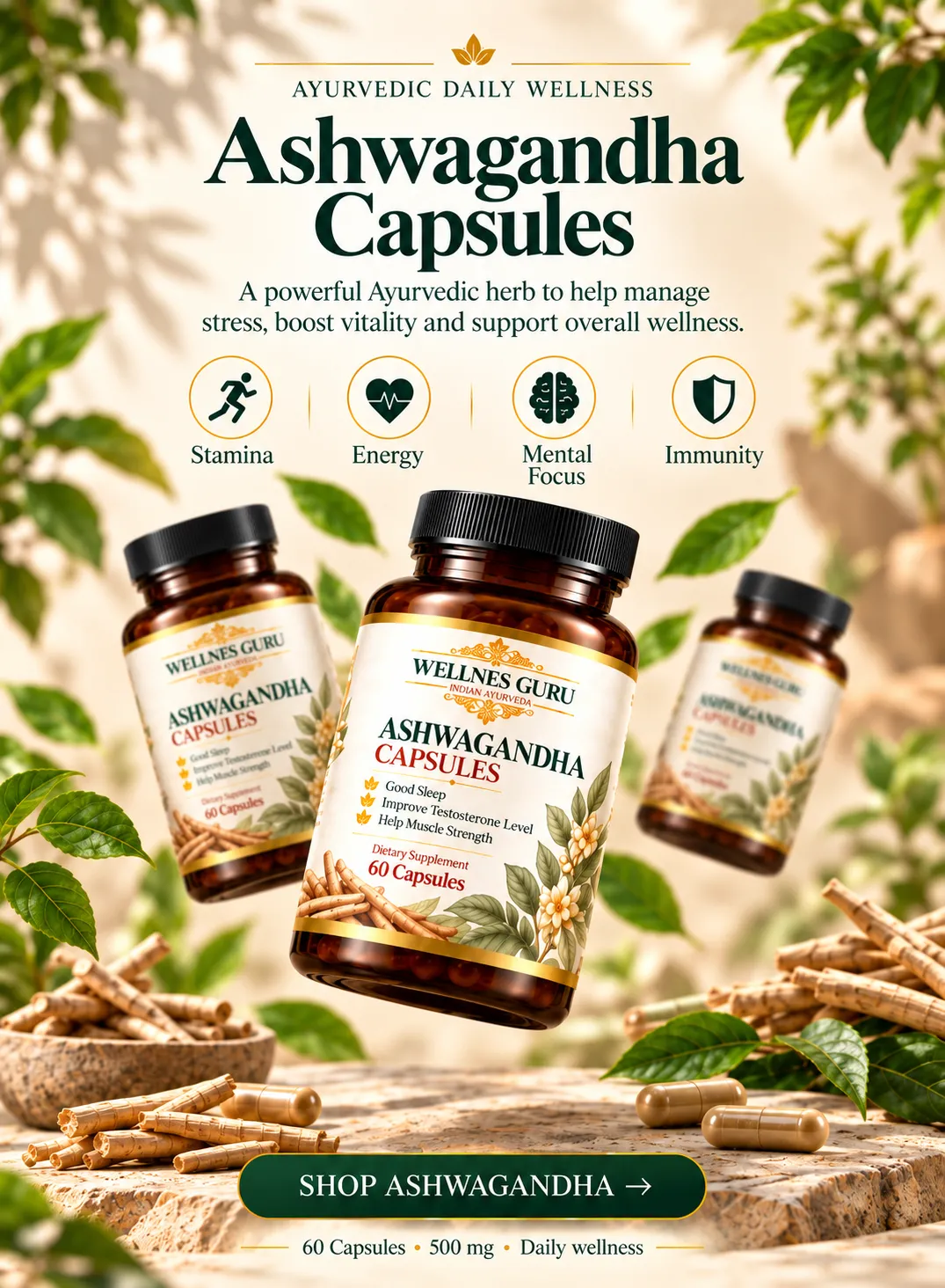 Ashwagandha Capsules — Ayurvedic Daily Wellness