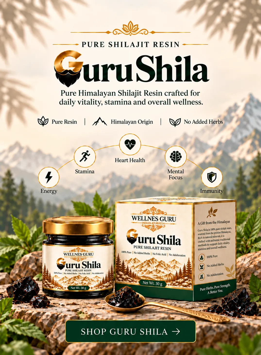 Guru Shila — Pure Himalayan Shilajit Resin